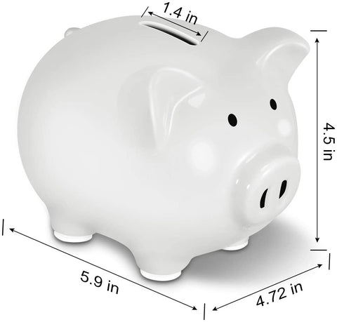 umsulwa Piggy Bank, Child to Cherish Ceramic Pig Piggy Banks Money Bank Coin Bank for Boys Kids Girls (White)