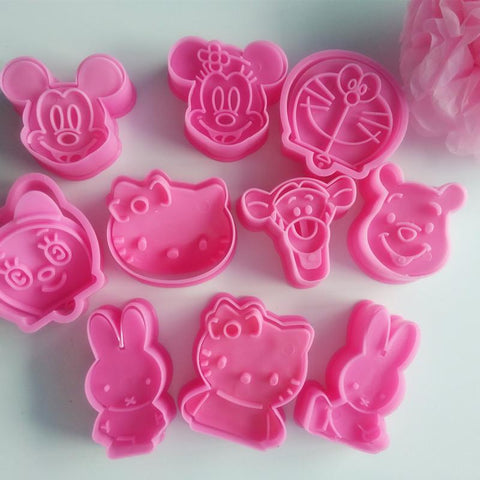 2Pcs/ Set Cute Rabbit Kitty Cat Bear Cartoon Sugarcraft Cake Mold Fondant Cookie Cutter Decoration Baking Tools