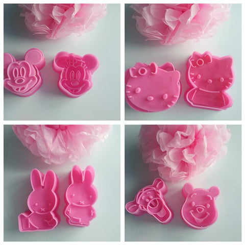 2Pcs/Set Hello Kitty Mickey Shape Cookie Mould Plastic Sugar Fondant Cake Mold Biscuit Cookie Cutters Cookie Tools