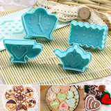 Hearts Clock Shape Cookies Cutter Molds Plastic Biscuit Fondant Cutter Plunger Stamps Kitchen Cake Decorating Tools 4Pcs/Set