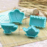 Hearts Clock Shape Cookies Cutter Molds Plastic Biscuit Fondant Cutter Plunger Stamps Kitchen Cake Decorating Tools 4Pcs/Set