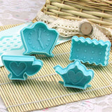 Hearts Clock Shape Cookies Cutter Molds Plastic Biscuit Fondant Cutter Plunger Stamps Kitchen Cake Decorating Tools 4Pcs/Set